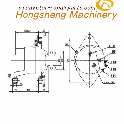 600-825-3151 এক্সক্যাভেটর জেনারেটর Komatsu PC400-6 ইঞ্জিন 6D125 অল্টারনেটর 24V 40A